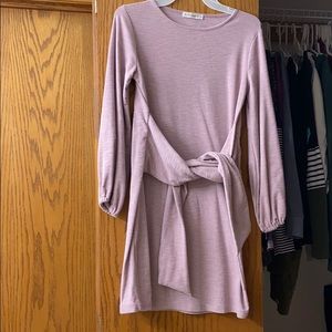 S Light Pink Long Sleeve Dress w/Tie